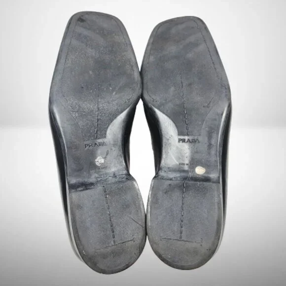 Prada Brushed Leather Triangle Logo Loafers Size: 8.5 - Picture 16 of 16
